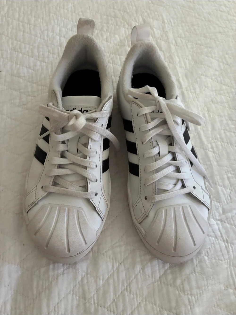adidas White Sneakers with Black Stripes Low-Top Unisex